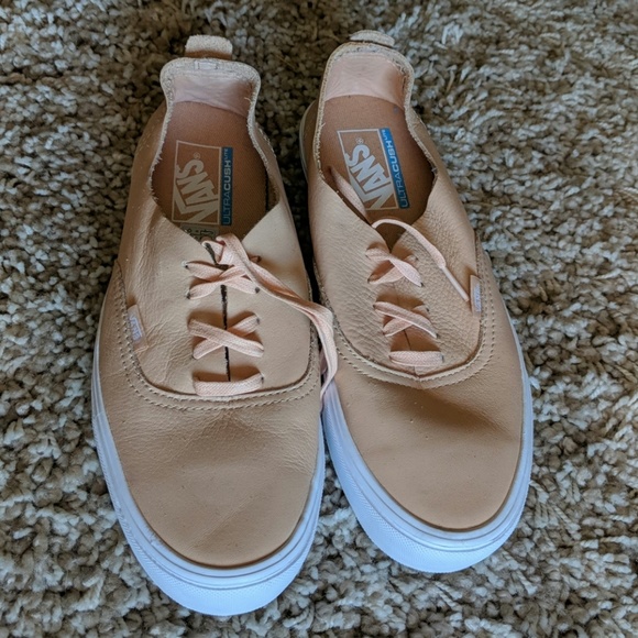peach leather vans